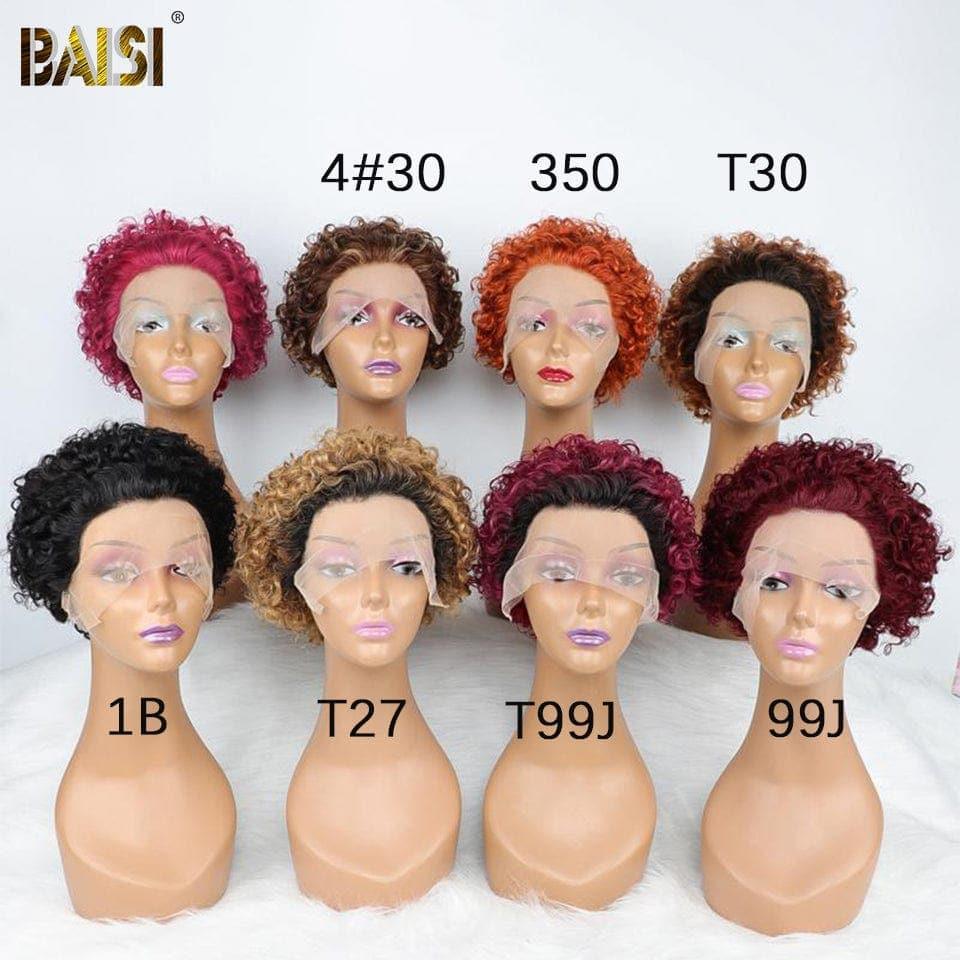 BAISI 13x1 Lace Perruque Curly En Couleur Variée en 100% Cheveux Humains en Mèche Indian Brésilien