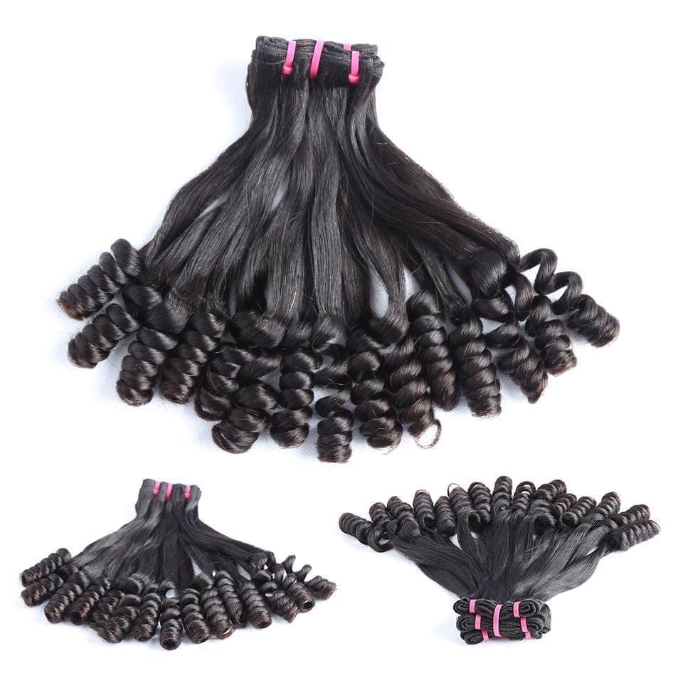 Top Grade Double Drawn 100% Virgin Hair Flower Curl Fumi Hair Double Drawn hairbs 